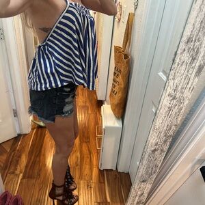 Blue and White Striped Women's halter Top